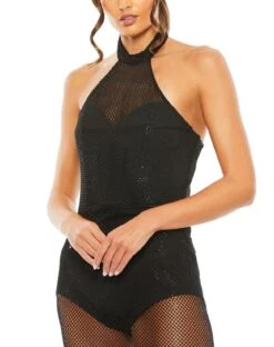 Embellished Mesh Sleeveless Dress With Bodysuit | Sample | Sz. 2 -Fashion Dress Shop 30754 Black CL