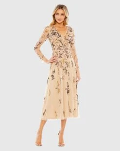 Floral Embroidered A-Line Cocktail Dress -Fashion Dress Shop 35103 Latte AB scaled