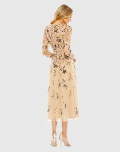 Floral Embroidered A-Line Cocktail Dress -Fashion Dress Shop 35103 Latte BK scaled