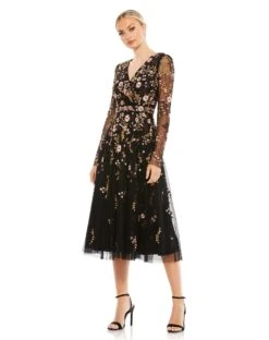 Floral Embroidered A-Line Cocktail Dress