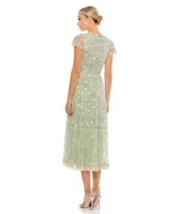 Embroidered V Neck Cap Sleeve Midi Dress 14 Embroidered V Neck Cap Sleeve Midi Dress -Fashion Dress Shop 35104 Sage BK scaled