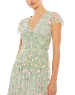 Embroidered V Neck Cap Sleeve Midi Dress 15 Embroidered V Neck Cap Sleeve Midi Dress -Fashion Dress Shop 35104 SageMulti CL scaled