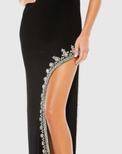 Rhinestone Encrusted Side Slit Cami Bodycon Gown -Fashion Dress Shop 42002 Black CL scaled