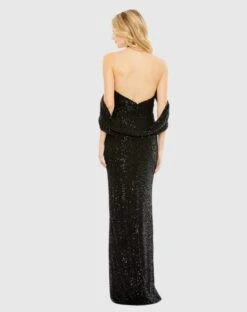 Sequined Draped Sleeveless Keyhole Cowl Back Gown -Fashion Dress Shop 42021 Black BK scaled