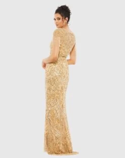 Embellished Fringe Cap Sleeve Trumpet Gown -Fashion Dress Shop 4715 LGL 2 WS scaled