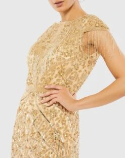 Embellished Fringe Cap Sleeve Trumpet Gown -Fashion Dress Shop 4715 LGL 3 WS
