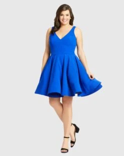 Sleeveless V Neck Fit & Flare Mini Dress (Plus) -Fashion Dress Shop 48771 Royal AB scaled