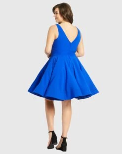 Sleeveless V Neck Fit & Flare Mini Dress (Plus) -Fashion Dress Shop 48771 Royal BK scaled