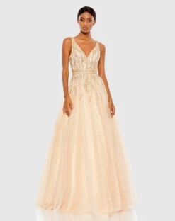 Jewel Encrusted Tulle Ball Gown