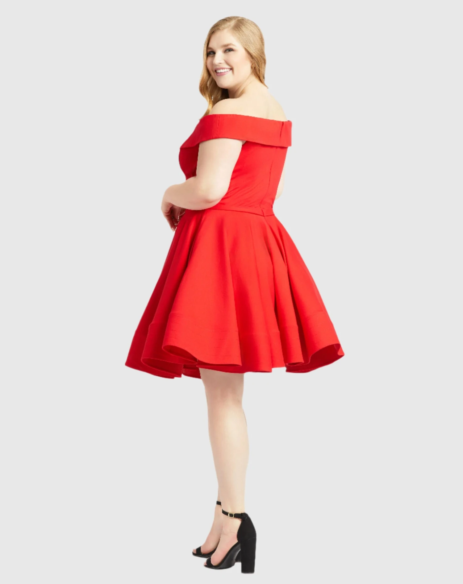 Off The Shoulder Faux Wrap Fit And Flare Dress (Plus) 2 Off The Shoulder Faux Wrap Fit And Flare Dress (Plus) - Image 2