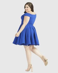 Off The Shoulder Faux Wrap Fit And Flare Dress (Plus) 6 Off The Shoulder Faux Wrap Fit And Flare Dress (Plus) -Fashion Dress Shop 48887 Royal BK scaled