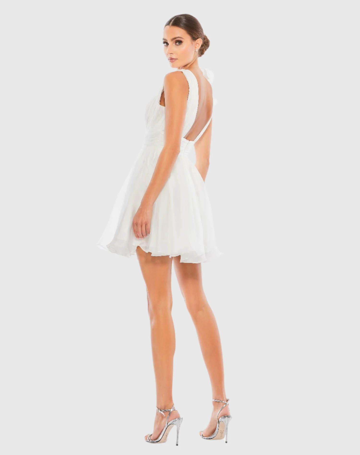 Ruffle Shoulder Empire Waist Deep-V Dress 2 Ruffle Shoulder Empire Waist Deep-V Dress - Image 2