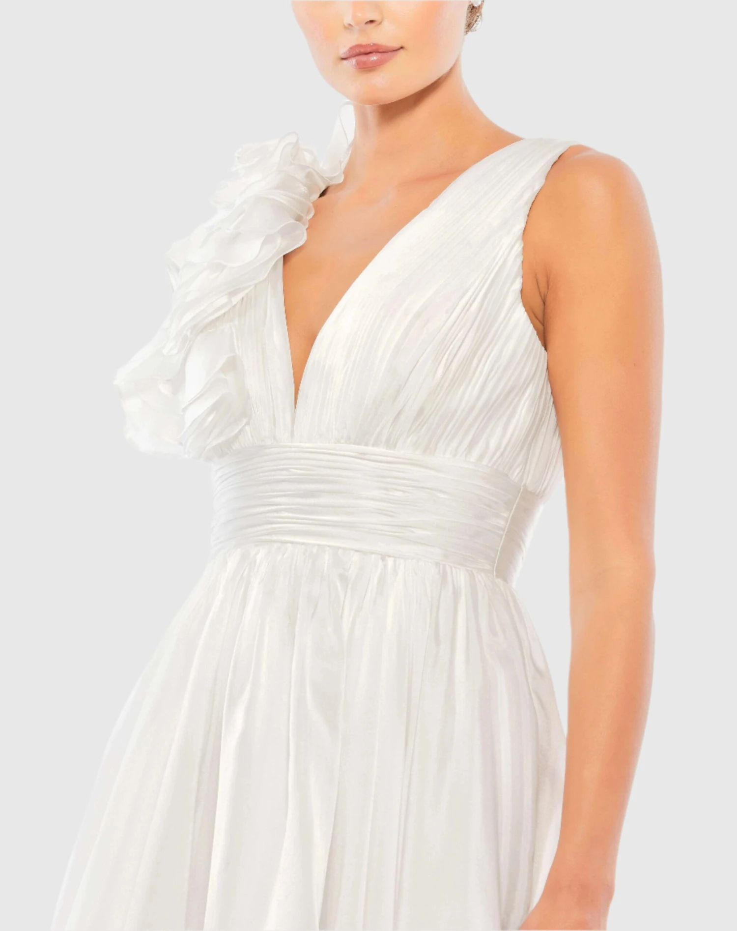 Ruffle Shoulder Empire Waist Deep-V Dress 4 Ruffle Shoulder Empire Waist Deep-V Dress - Image 4
