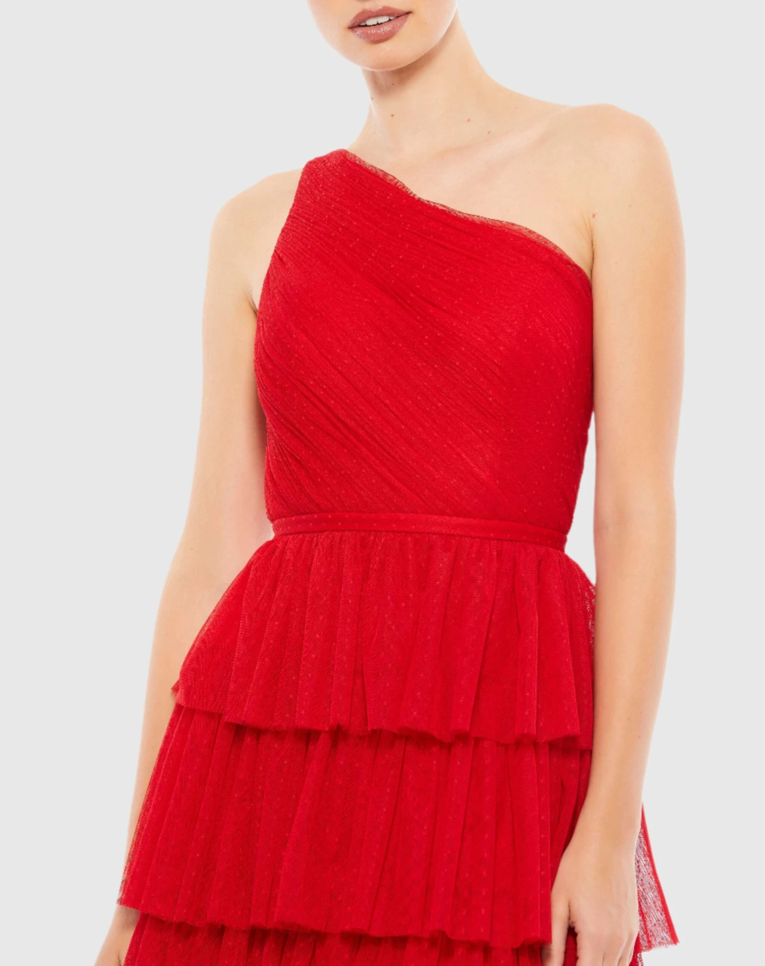 One Shoulder Layered Tiered Tulle Gown 3 One Shoulder Layered Tiered Tulle Gown - Image 3