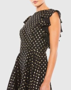 Metallic Flutter Sleeve Polkadot Dress -Fashion Dress Shop 49130 BGO 3 WS scaled