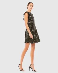 Metallic Flutter Sleeve Polkadot Dress -Fashion Dress Shop 49130 BGO 4 WS scaled