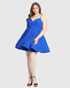 Sweetheart Low Back Fit & Flare Dress -Fashion Dress Shop 49225F Royal