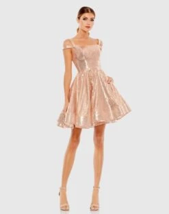 Sequined Cut Out Shoulder Skater Dress -Fashion Dress Shop 49484 RGQ 1 WS scaled
