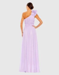Polka Dot Ruffled One Shoulder Gown -Fashion Dress Shop 49536 Lilac BK 1 scaled