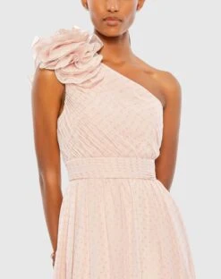 Polka Dot Ruffled One Shoulder Gown -Fashion Dress Shop 49536 Porcelain CL 1 scaled