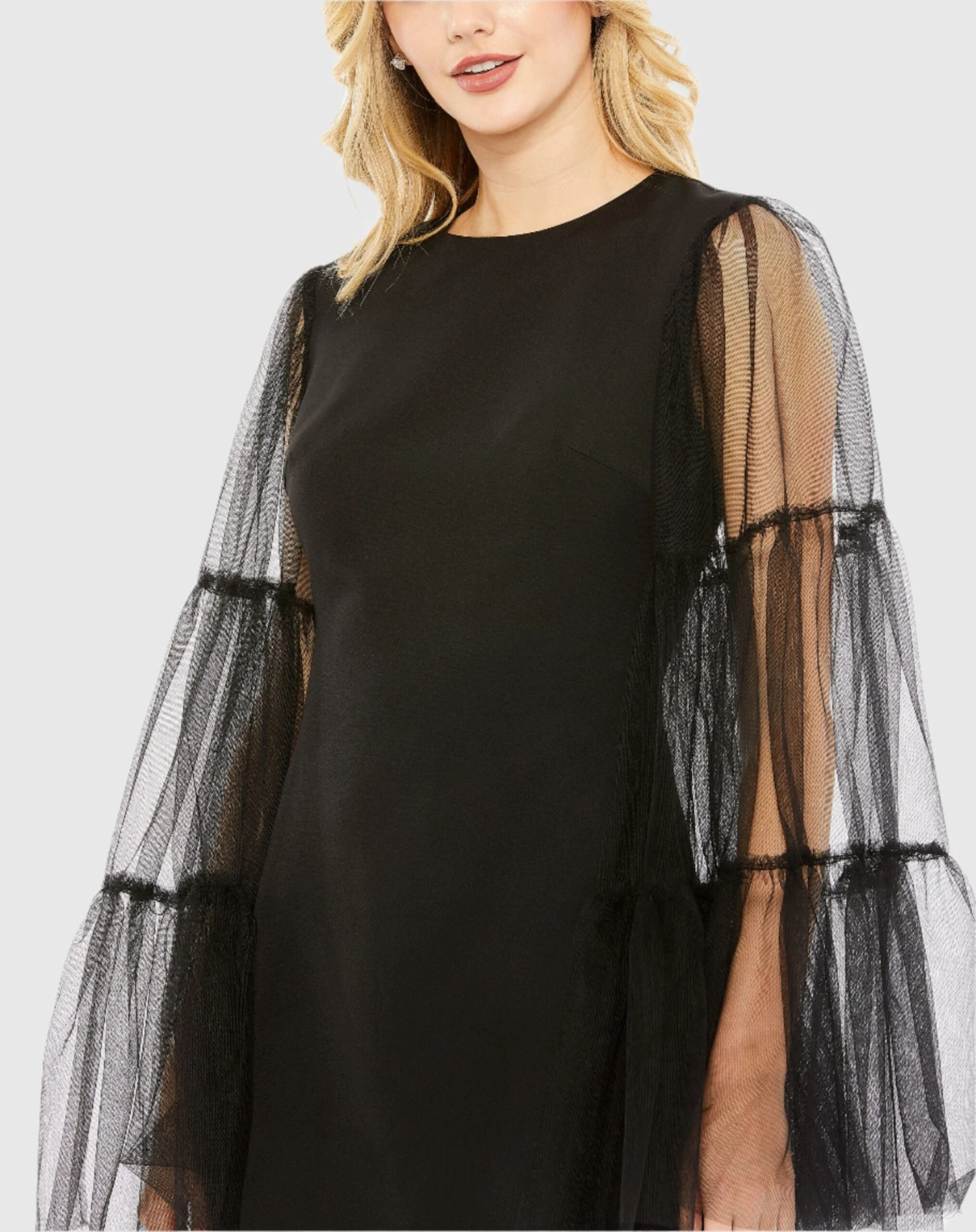 High Neck Flared Sleeve Mini Dress 3 High Neck Flared Sleeve Mini Dress - Image 3