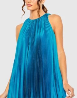 Pleated Halter Neck Flowy Mini Trapeze Dress -Fashion Dress Shop 49636 Ocean CL scaled