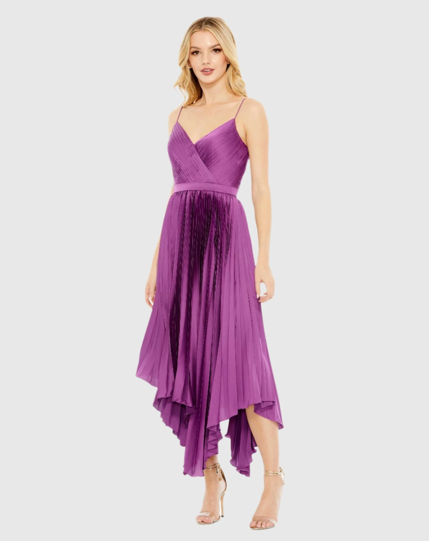 Pleated Satin Flowy Midi Dress 1 Pleated Satin Flowy Midi Dress