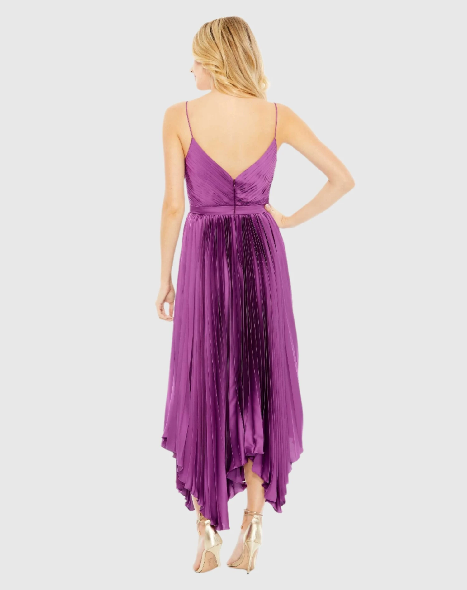 Pleated Satin Flowy Midi Dress 2 Pleated Satin Flowy Midi Dress - Image 2