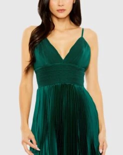 Slim Strap Ruched Top Heat Pleated Dress -Fashion Dress Shop 49721 Emerald CL scaled
