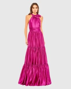 Ruffle Halter Neck Gown -Fashion Dress Shop 50658 Fuchsia AB scaled