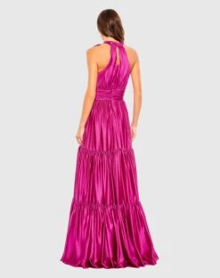 Ruffle Halter Neck Gown -Fashion Dress Shop 50658 Fuchsia BK scaled