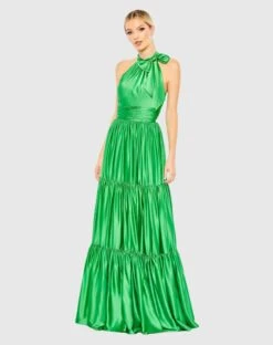 Ruffle Halter Neck Gown