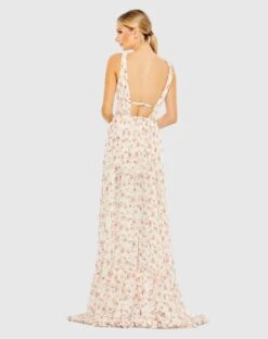 Floral Print Sleeveless Ruffled High-Low Gown -Fashion Dress Shop 50659 PinkMulti BK scaled