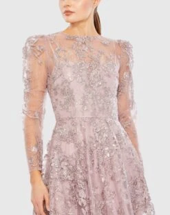 Embroidered Illusion High Neck A Line Dress 8 Embroidered Illusion High Neck A Line Dress -Fashion Dress Shop 50664 Lilac CL scaled