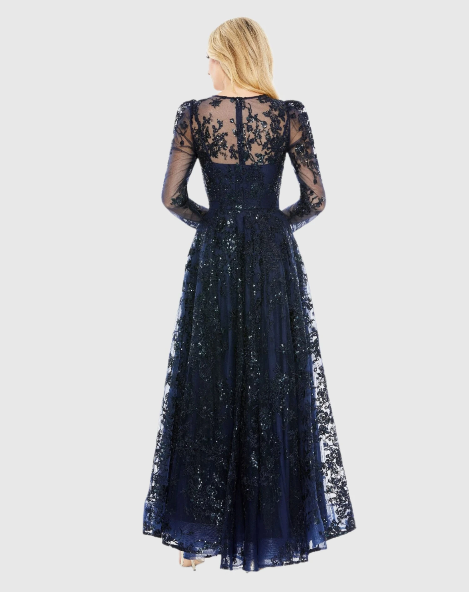 Embroidered Illusion High Neck A Line Dress 5 Embroidered Illusion High Neck A Line Dress - Image 5