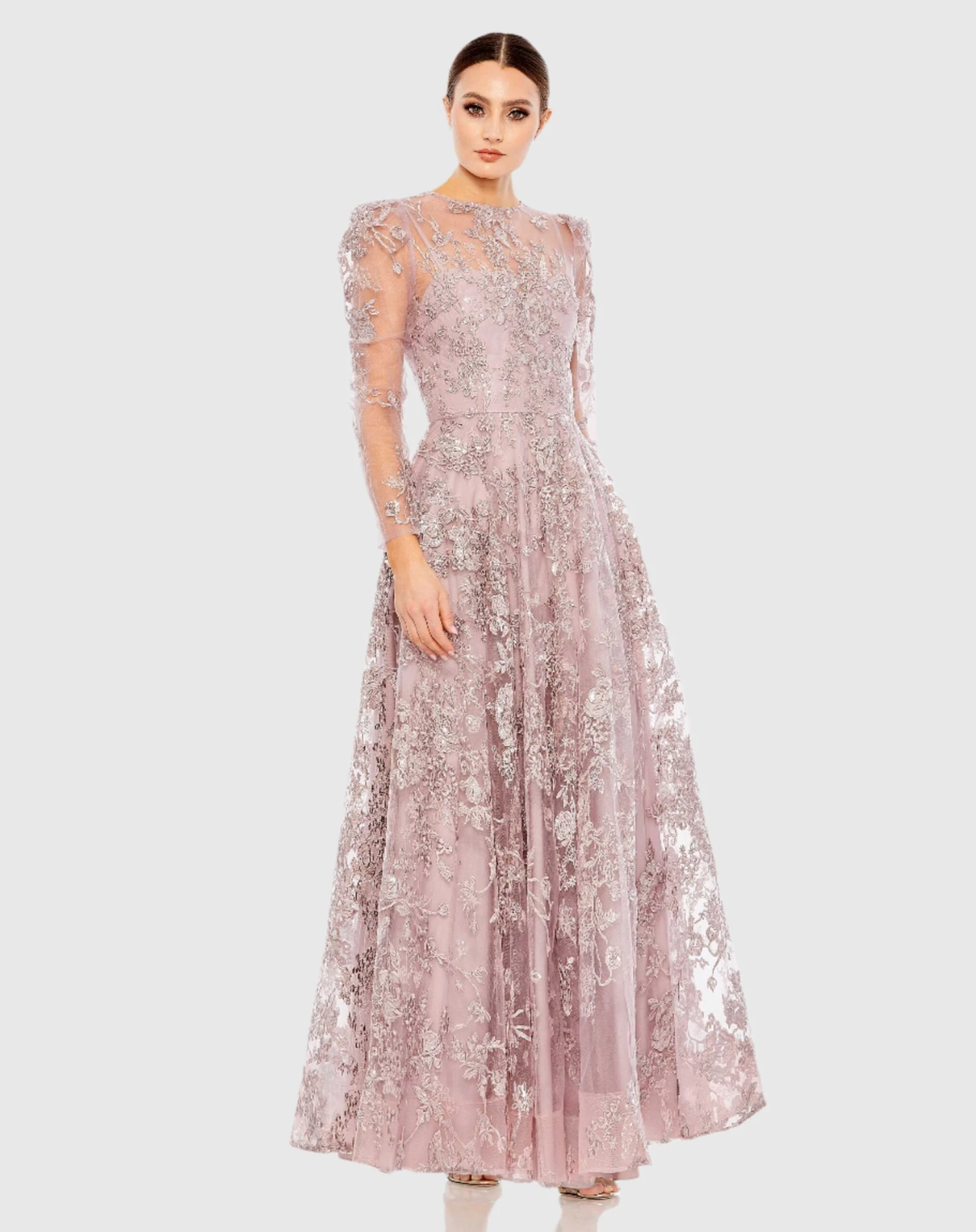 Embroidered Illusion High Neck A Line Dress 1 Embroidered Illusion High Neck A Line Dress