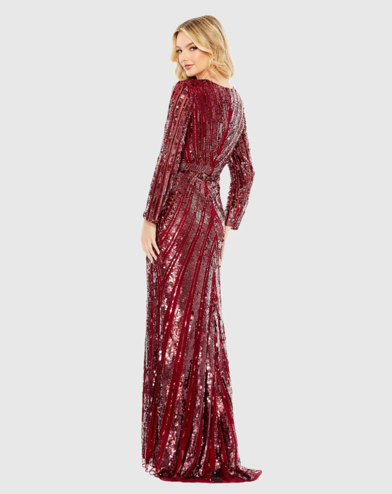 Sequin V Neck Long Sleeve Gown 2 Sequin V Neck Long Sleeve Gown - Image 2