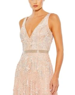 Embellished V-Neck Long Gown -Fashion Dress Shop 5215 Blush CL scaled
