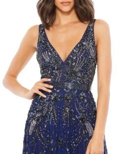 Embellished V-Neck Long Gown -Fashion Dress Shop 5215 Midnight CL scaled