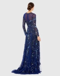 Long Sleeve Embellished Illusion Evening Gown -Fashion Dress Shop 5217 MID 2 WS fe7659ef 94ef 4ac3 9eae 7bd5568bc081 scaled