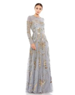 Long Sleeve Embellished Illusion Evening Gown -Fashion Dress Shop 5217 PLG 1 WS scaled