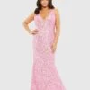 Sequined Halter Strap Open Back Trumpet Gown (Plus)