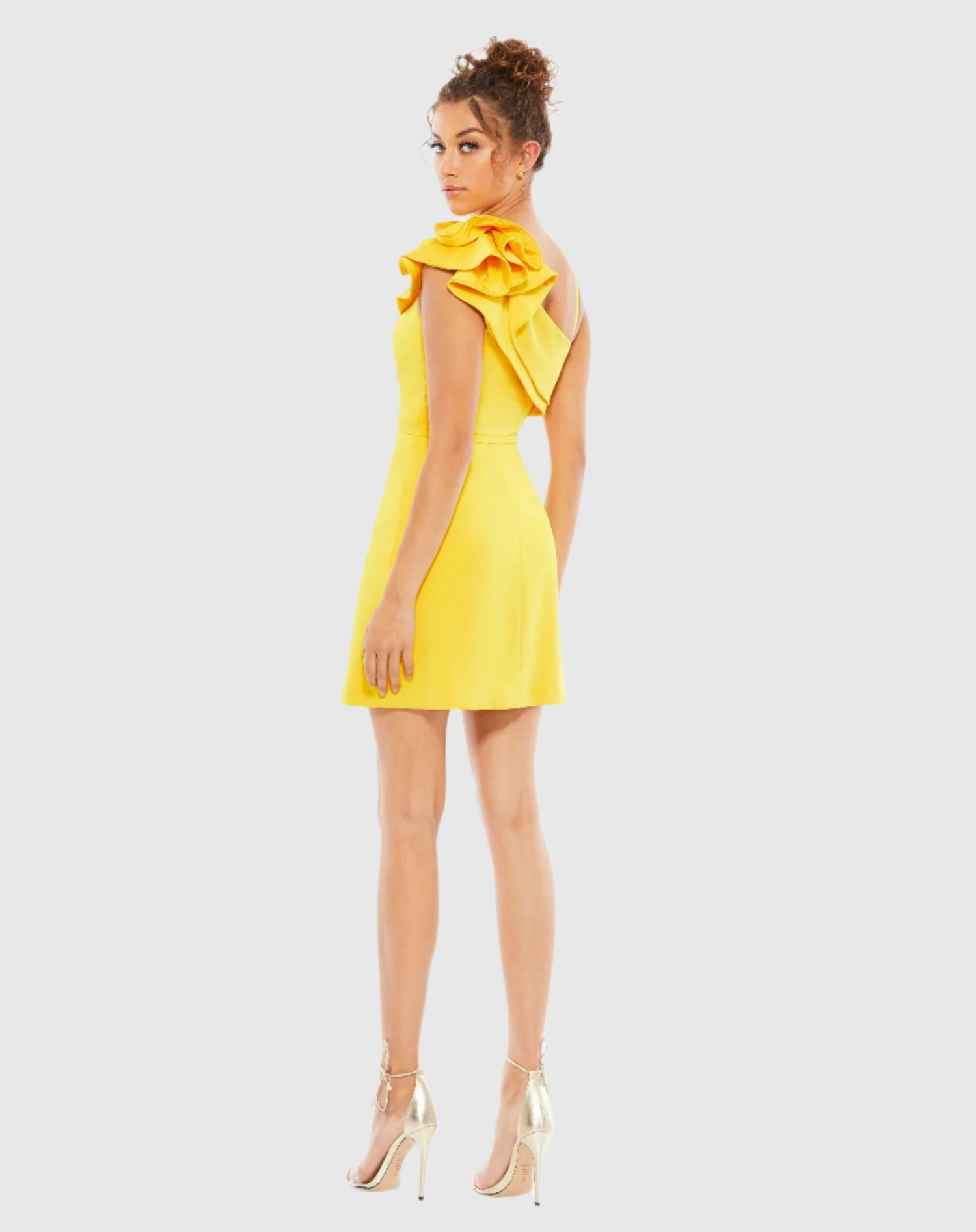 One Shoulder Ruffle Mini Dress 2 One Shoulder Ruffle Mini Dress - Image 2
