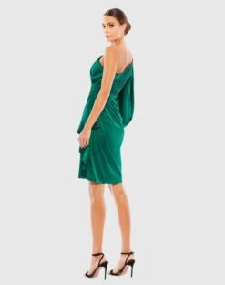 Satin One Sleeved Cocktail Dress -Fashion Dress Shop 55336 EME 2 WS scaled