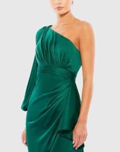 Satin One Sleeved Cocktail Dress -Fashion Dress Shop 55336 EME 3 WS scaled