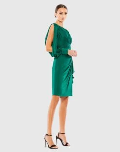 Satin One Sleeved Cocktail Dress -Fashion Dress Shop 55336 EME 4 WS scaled