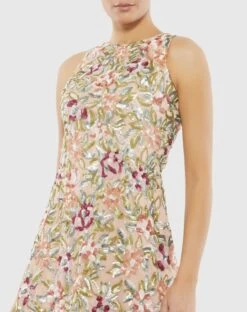 Sequined Floral Detail Sleeveless Mini Dress 5 Sequined Floral Detail Sleeveless Mini Dress -Fashion Dress Shop 5537 bmm 3 ws