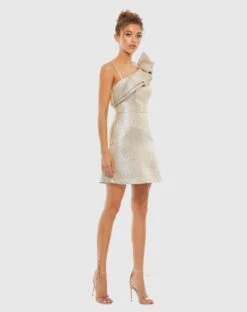 Metallic Asymmetrical Ruffle Shoulder Fit And Flare Dress 6 Metallic Asymmetrical Ruffle Shoulder Fit And Flare Dress -Fashion Dress Shop 55380 OYS 4 WS