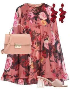 Floral Print High Neck Ruffle Hem Cape Mini Dress -Fashion Dress Shop 55404 G RoseMulti S scaled