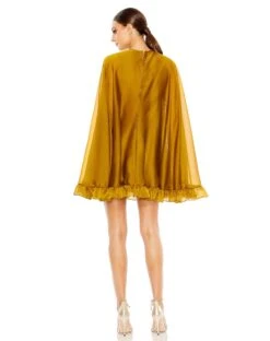 High Neck Ruffle Hem Cape Mini Dress 32 High Neck Ruffle Hem Cape Mini Dress -Fashion Dress Shop 55407 ANG 2 WS